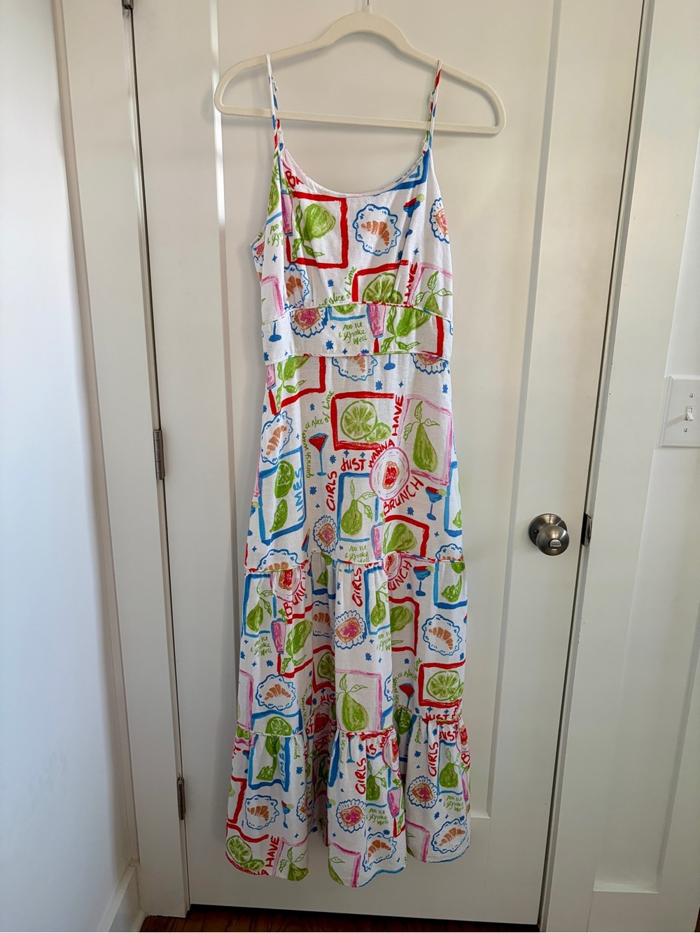 Cynthia Rowley Linen Blend Cocktail Print Tiered Midi Dress Size Small - Picture 1 of 4